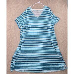 Dreams & Co. Plus Size Womens Nightgown Blue/White Striped 3X/4X Lightweight